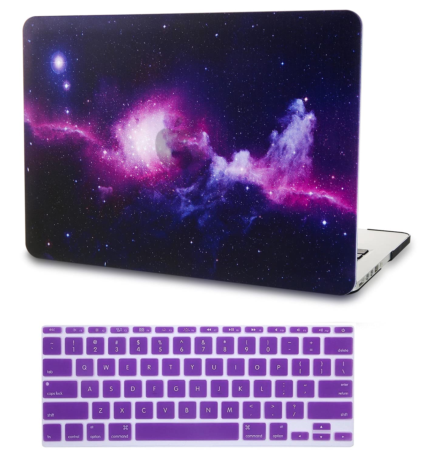 KEC Laptop Case for New MacBook Air 13" Retina (2019/2018, Touch ID) w/ Keyboard Cover Plastic Hard Shell Case A1932 2 in 1 Bundle (Purple)