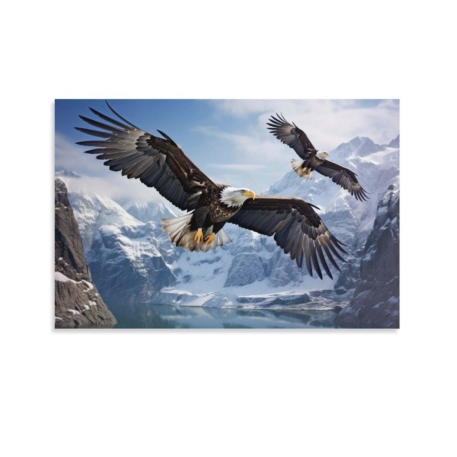 Foccar Unframe-Handsome Bird Handsome Bird Canvas Wall Art American Style Lake View Eagle Posters Wall Decor Painting Art For Home Room Artwork