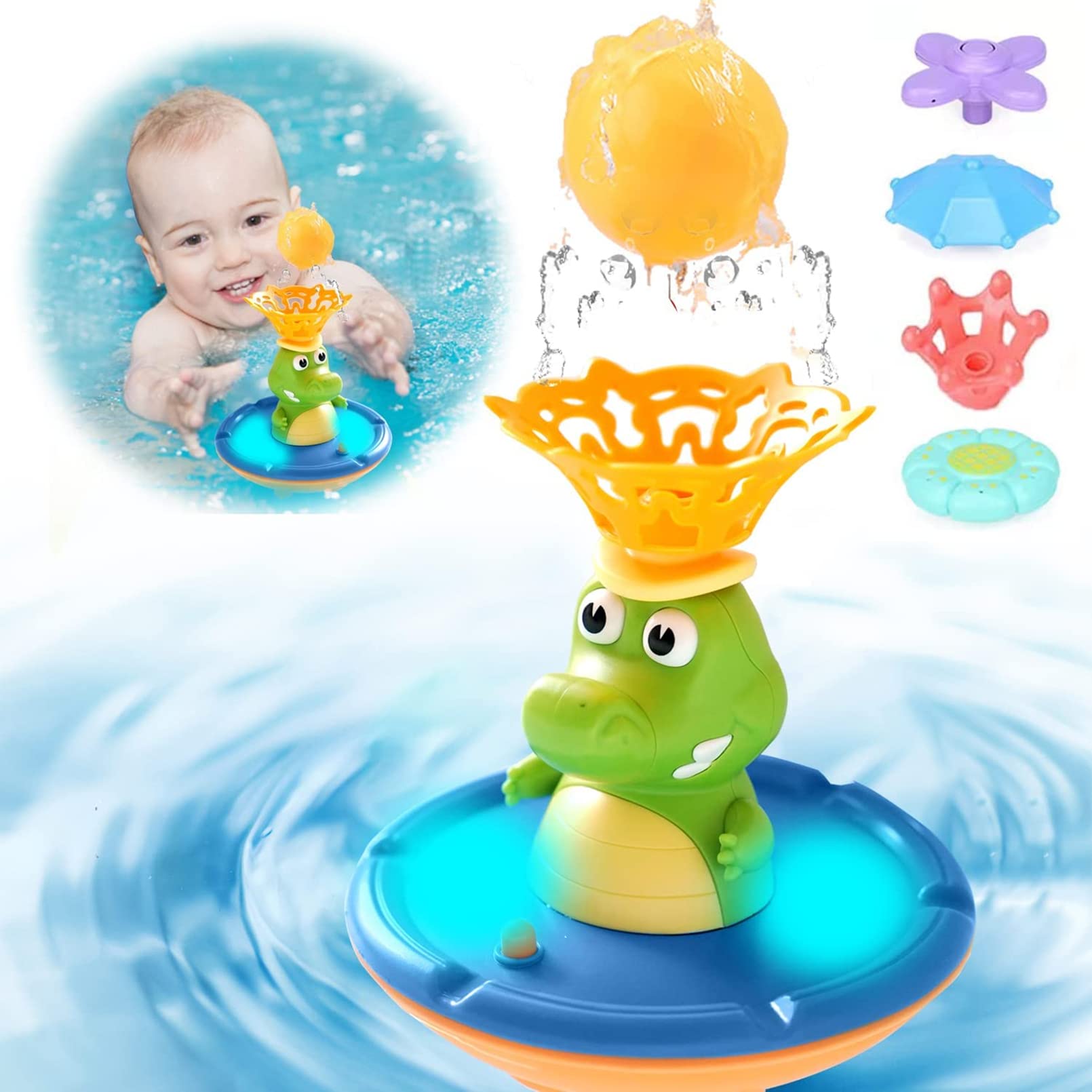 Buy AM ANNA Fountain Crocodile Baby Bath Toys for Toddlers 13,4 Modes Spray Water Bath Toy for