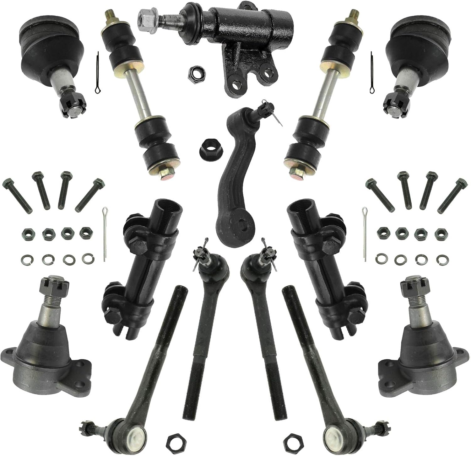 Ball Joints Tie Rods Sway Bar Links Idler and Pitman Arm Kit for 1993-2000 Chevrolet C3500 - Front