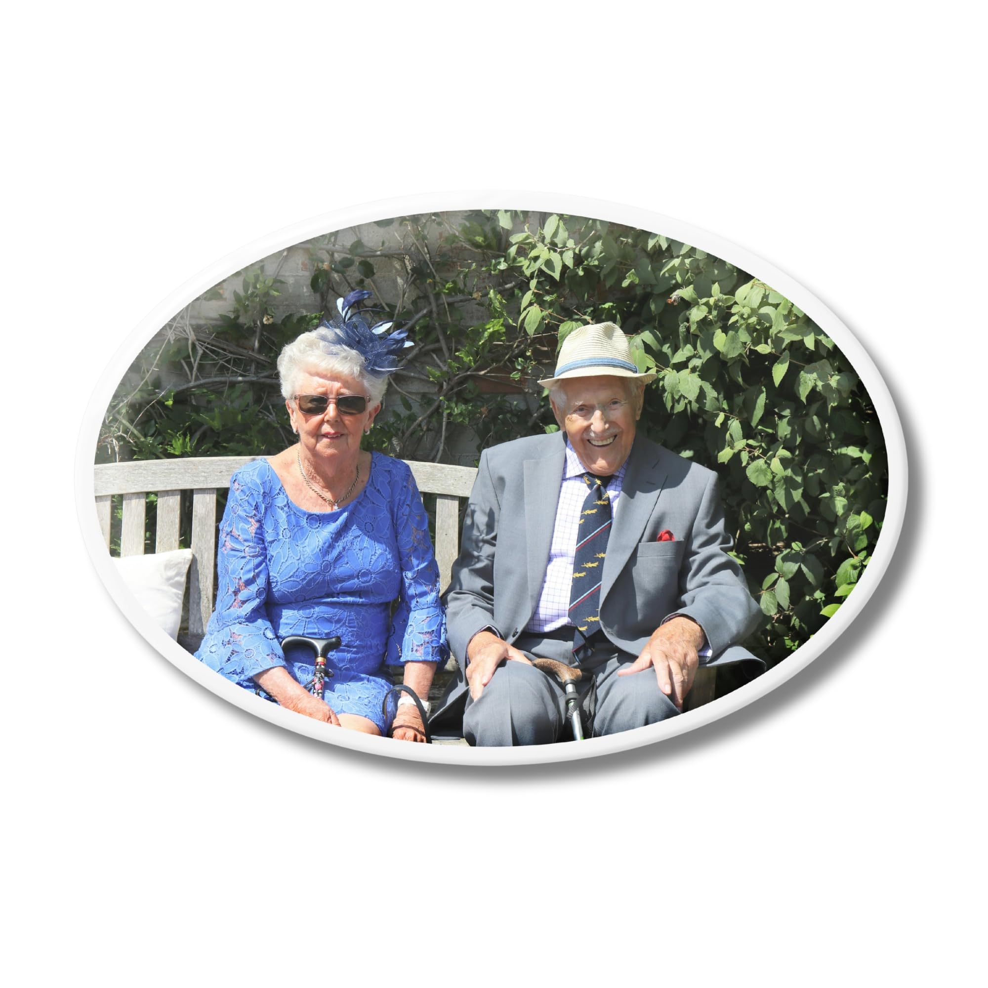 Tinykniv 7–10'' Oval Ceramic Memorial Photo – Weatherproof Kiln-Fired Italian Porcelain Portrait for Monument, Wall Tribute or Cemetery Display