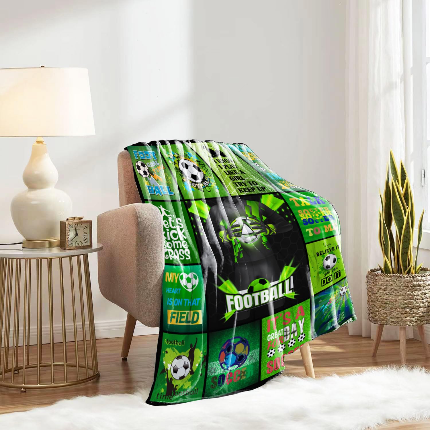 Couverture football plaid imprimé microfibre cadeau anniversaire ado
