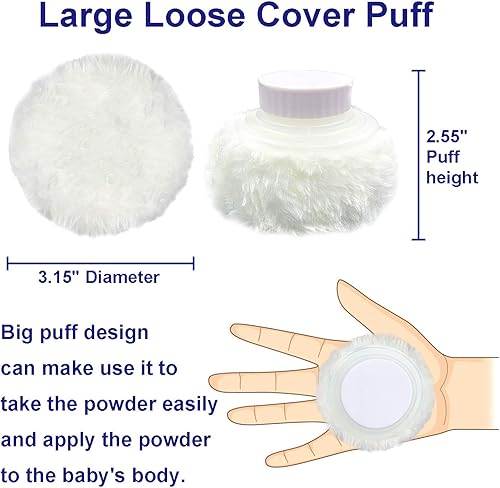 Miniatura 35 de Caja de soplo de polvo de bebé sin BPA, grande de 2.8 pulgadas, estuche de polvo esponjoso para después del baño, contenedor de polvo de