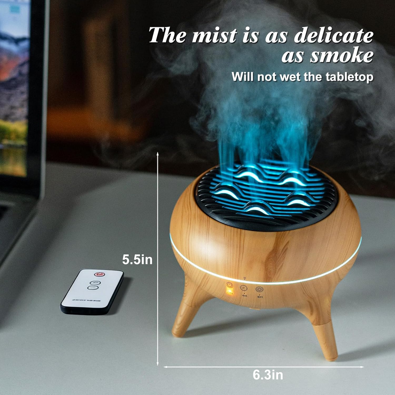 Essential Oil Diffuser 350ml, Essential Oils Large Room, Ultrasonic Aroma Diffuser with Remote Control,Timer, 7Colors Light Humidifier for Bedroom Home Office Hotel (Wood) - Image 6