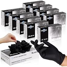 FINITEX - Black Nitrile Disposable Gloves, Exam Gloves, Powder Free, Latex Free, 3 Mil, 1000 PCS XL