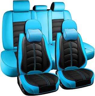 Car Seat Cover for Volkswagen e-Golf 2015-2019, Durable Wear Resistant Waterproof Seat Cover, Breathable No Odor Premium Leather Vehicle Interior Accessories.(Luxury 5 Seats,Black Blue)