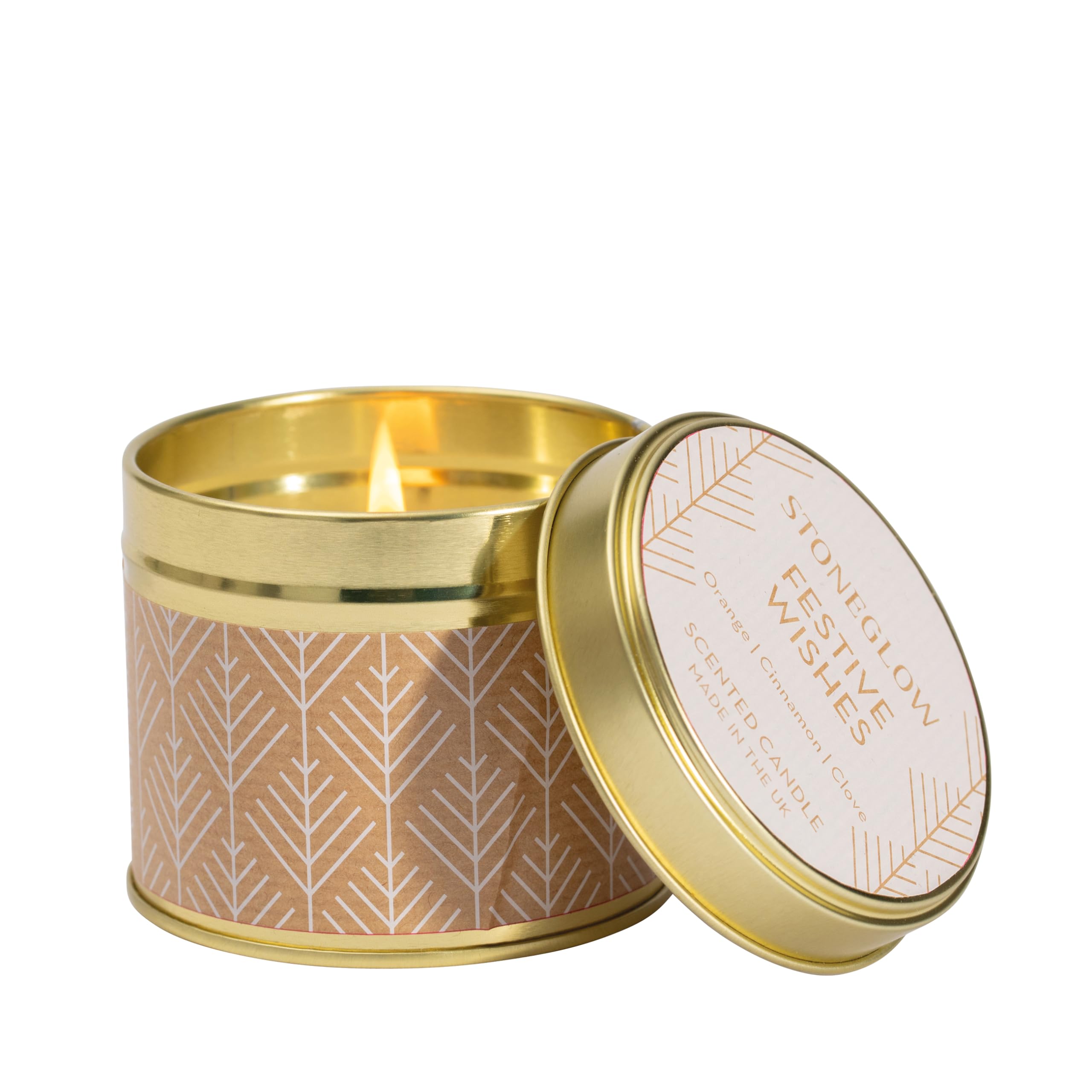 Stoneglow White Seasonal - Festive Wishes (Orange, Cinnamon & Clove) - Candle Tin