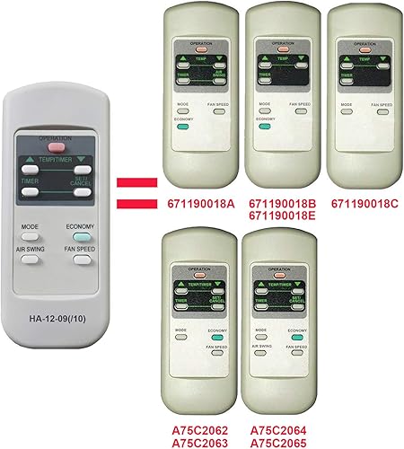 Miniatura 2 de HA-12-09/10 Reemplazo para control remoto de aire acondicionado Panasonic 671190018A 671190018B funciona para CW-XC54HU CW-XC55HU CW-XC63HK