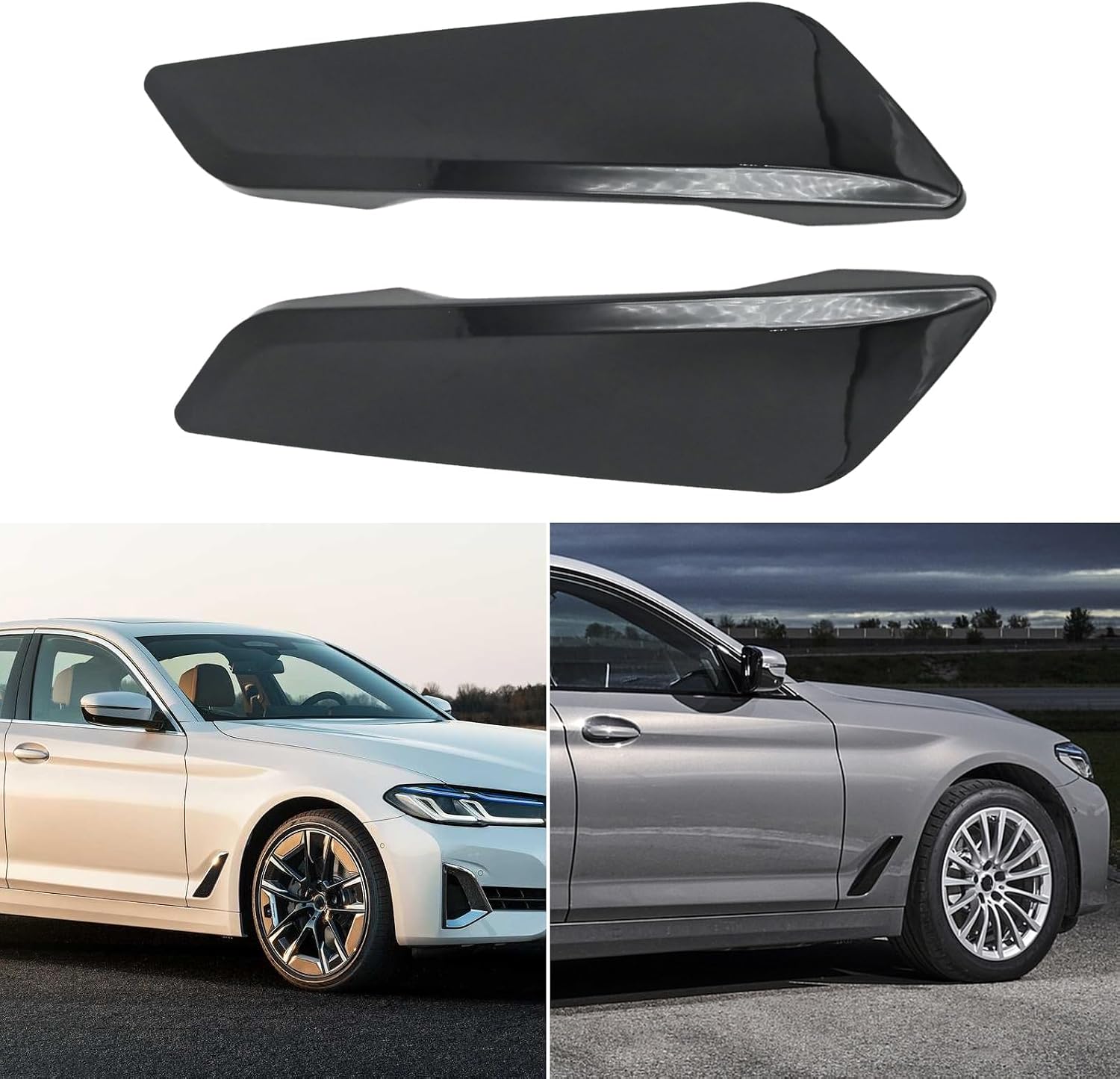 2Pcs Side Wing Air Vent Hood Intake Fenders Cover Trim Replacement for BMW G30 5 Series 2017 2018 2019 2020 2021 2022 2023 Piano Black