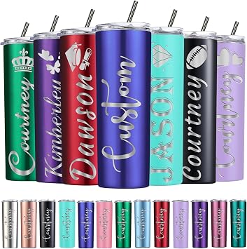 Personalized Skinny Tumbler Custom Stainless Steel Skinny Tumblers with Lids and Straws Customized Insulated Engraved Skinny Tumbler with Name 20 Oz for Men Women Mothers Day Fathers Day Graduation