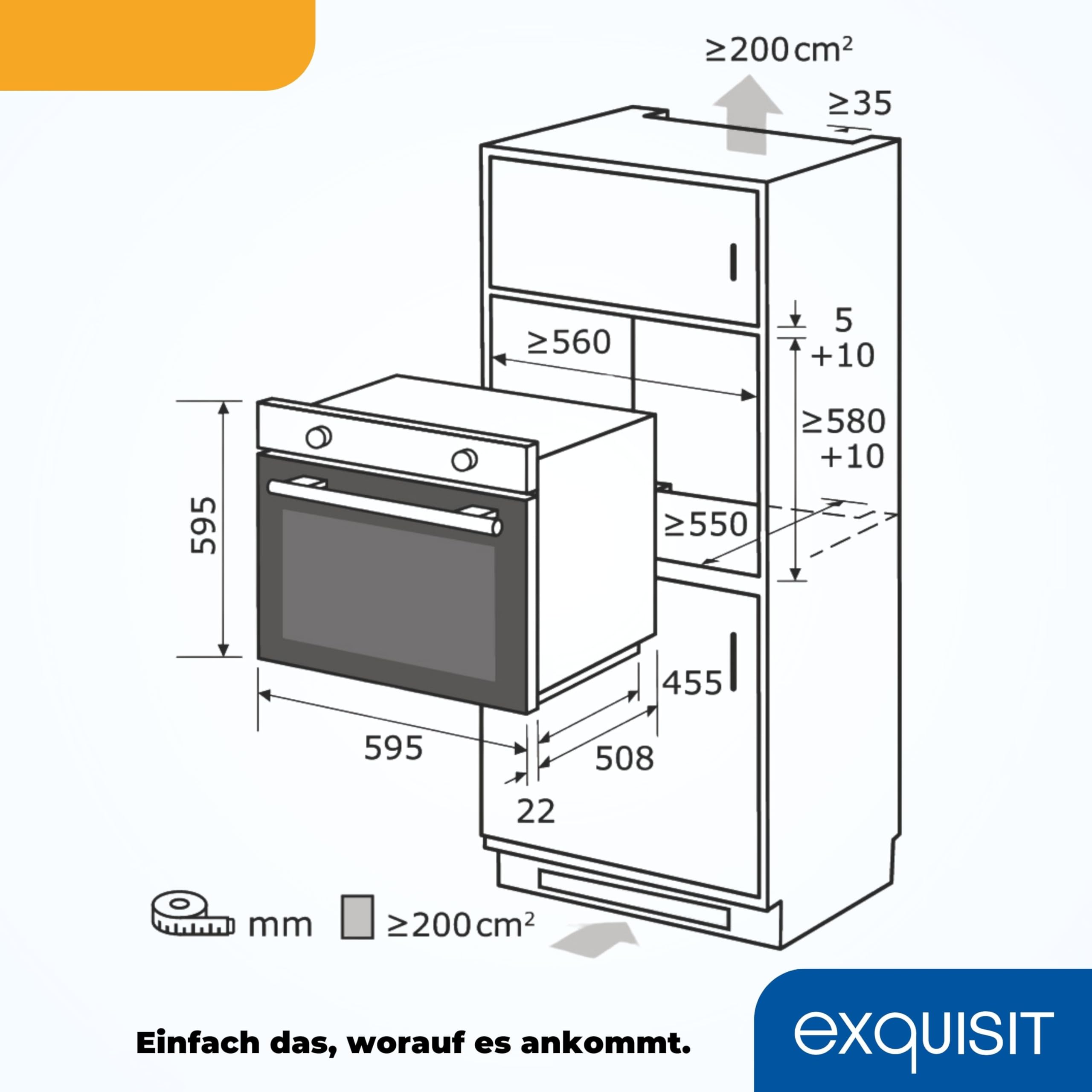 Exquisit EBE 657-2U Einbaubackofen | 59 L Backofenvolumen | Heißluft | Teleskopauszüge | Schwarz