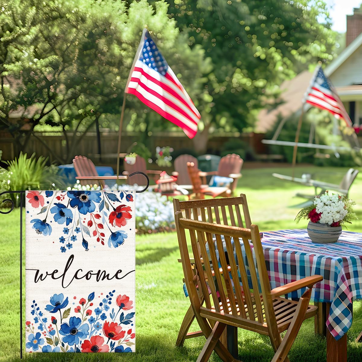 Floral Welcome Spring Garden Flag - Double Sided Flowers Burlap Seasonal Small Yard Flag for Lawn & Patio Outdoor Decoration (12×18 Inch) - Image 3