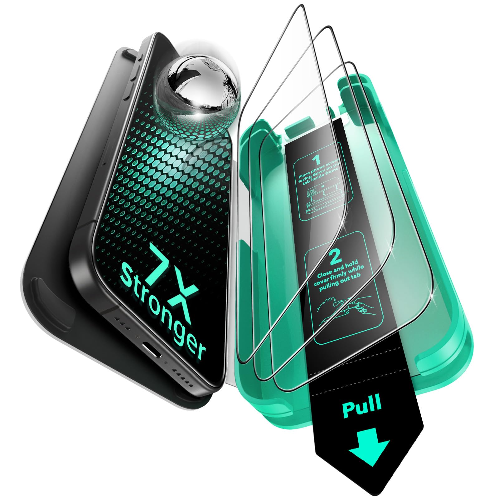 ESR Pellicola Vetro per iPhone 15 Pro Max, Vetro temperato 9H+, Zero bolle e polvere, Protezione di grado militare, Durevole con strumento di installazione facile, 3 Confezioni