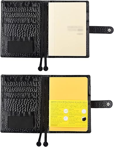 Miniatura 3 de Funda de cuero genuino para planificador A6 con ranuras para tarjetas, bolsillos con cremallera, funda organizadora personal, compatible con la