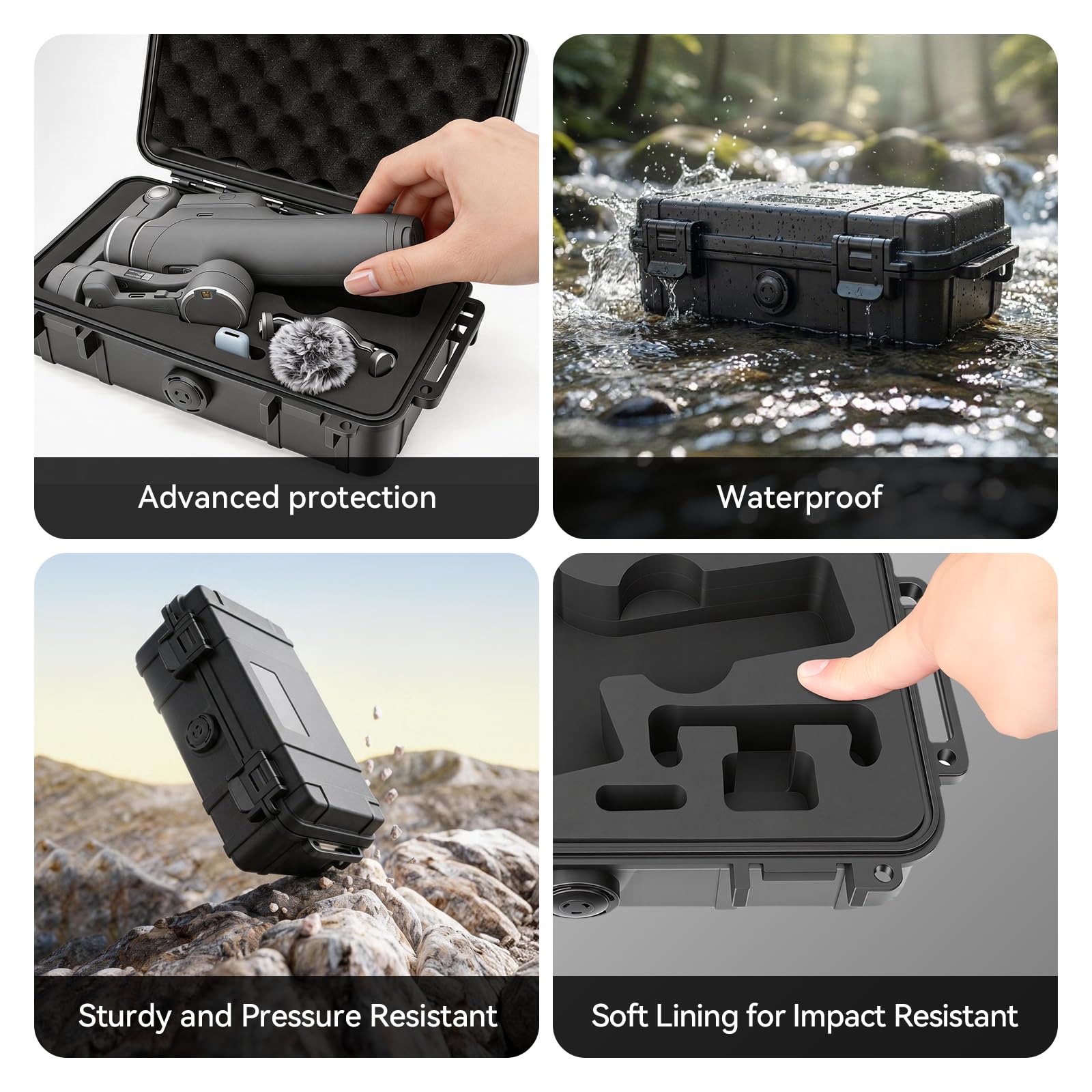 FPVtosky Twarde etui do DJI Osmo Mobile 8P, wodoodporne przenośne etui EVA do Osmo Mobile 8P stabilizator gimbala, zaawansowane połączenie śledzenia, do podróży, biwakowania, fotografii na świeżym