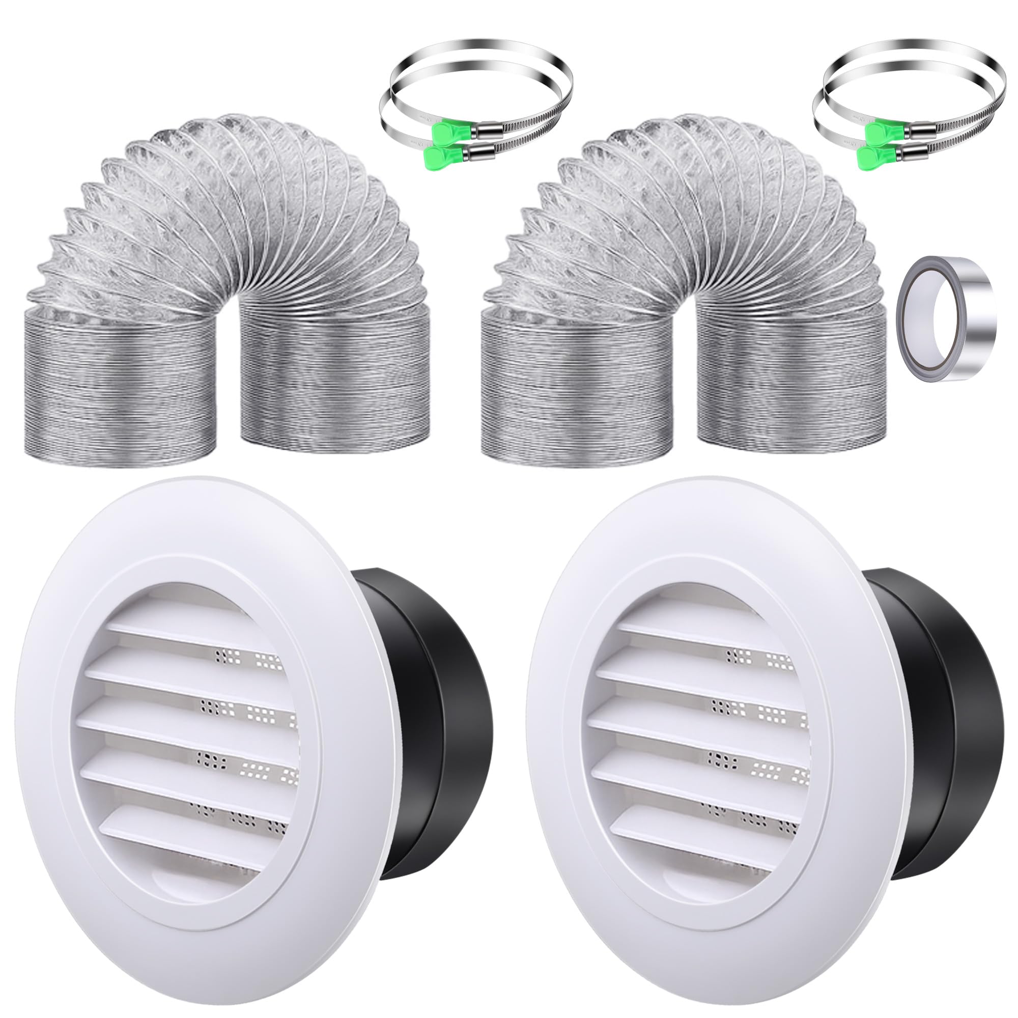 Tuyau d'aération 10,2 cm flexible avec soffites et pinces pour conduit de ventilation
