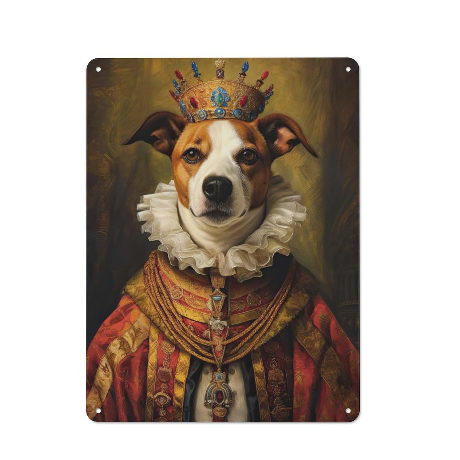 Office Metal Sign with Jack Russell Terrier King Design 40x30cm, Classic Study Room Decor for Office, Study, Studio Or Hallway
