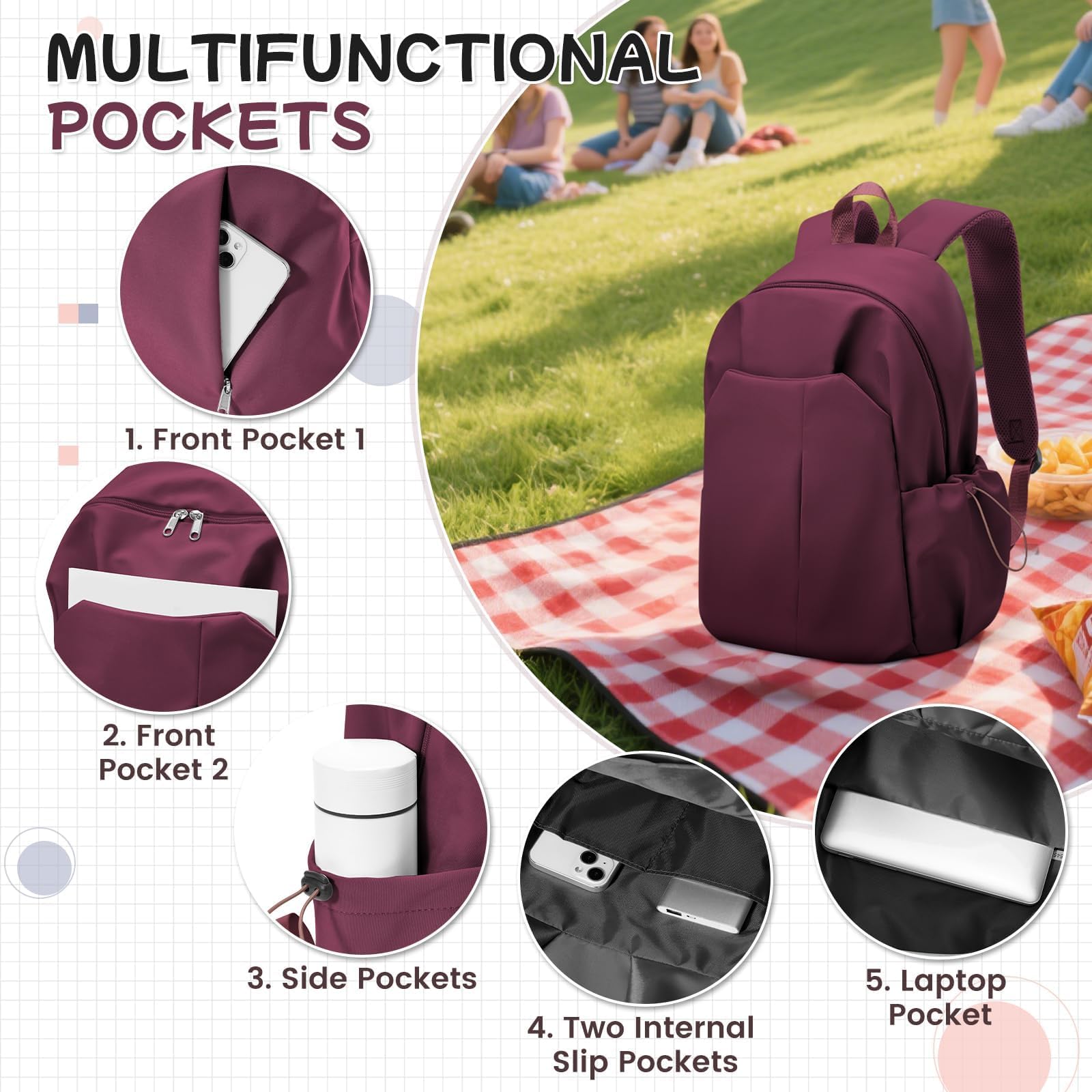 HYC00 Zaino Scuola Media Ragazza Zaino da Scuola Superiore Leggero Zaino Università College Zaino Casual Daypack Backpack Zaini Scuola Cartella Impermeabile 14 Pollici Laptop Bag Zainetto Zaini Donna