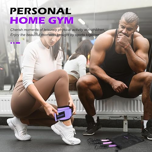 Miniatura 6 de Bandas de resistencia con puños, bandas de tobillo para entrenamiento, equipo de fitness en casa para piernas y glúteos, bandas de ejercicio para