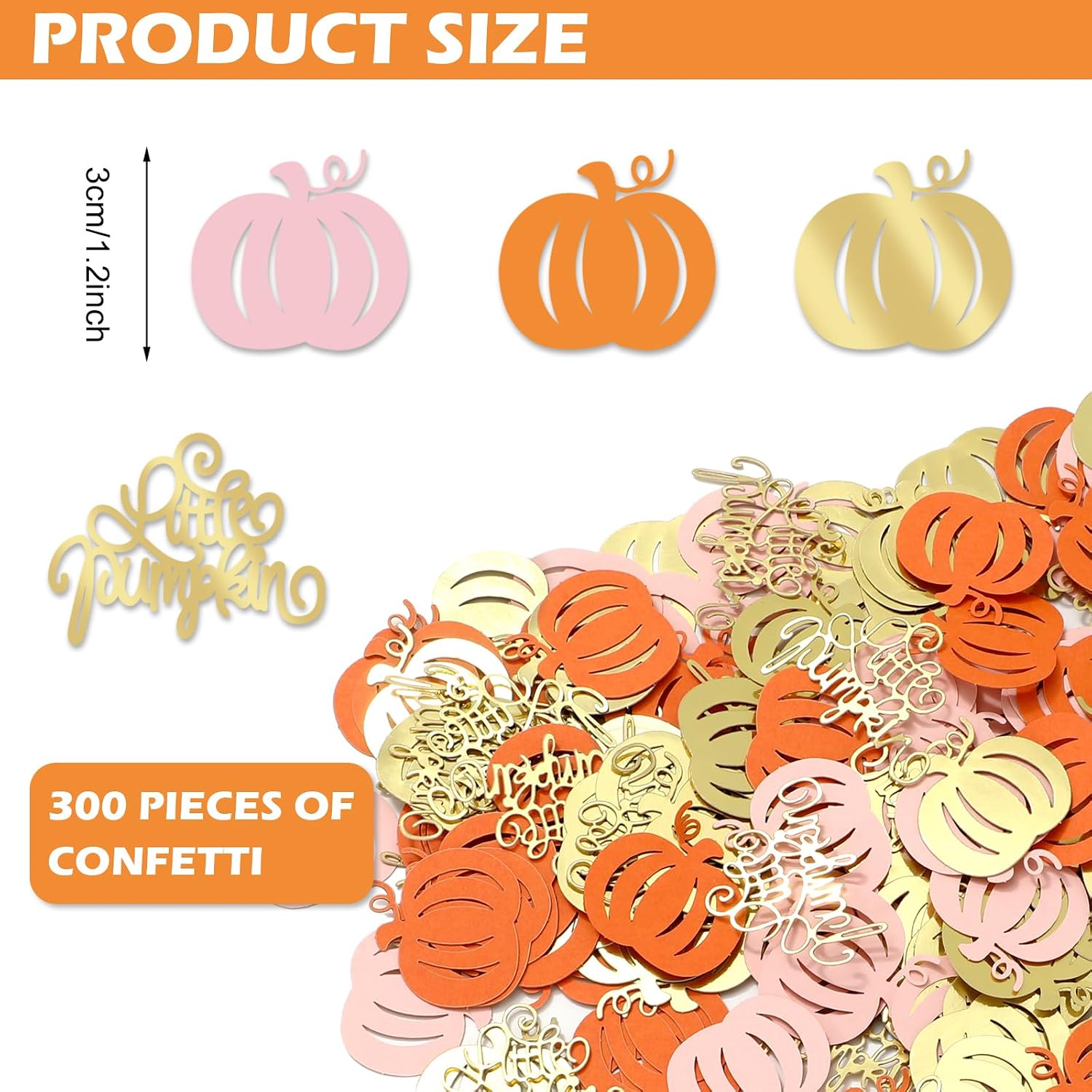 Whaline 300 Pcs Fall Table Confetti Pink Orange Gold Little Pumpkin Table Centerpieces for Autumn Harvest Thanksgiving Birthday Baby Shower Party Supplies