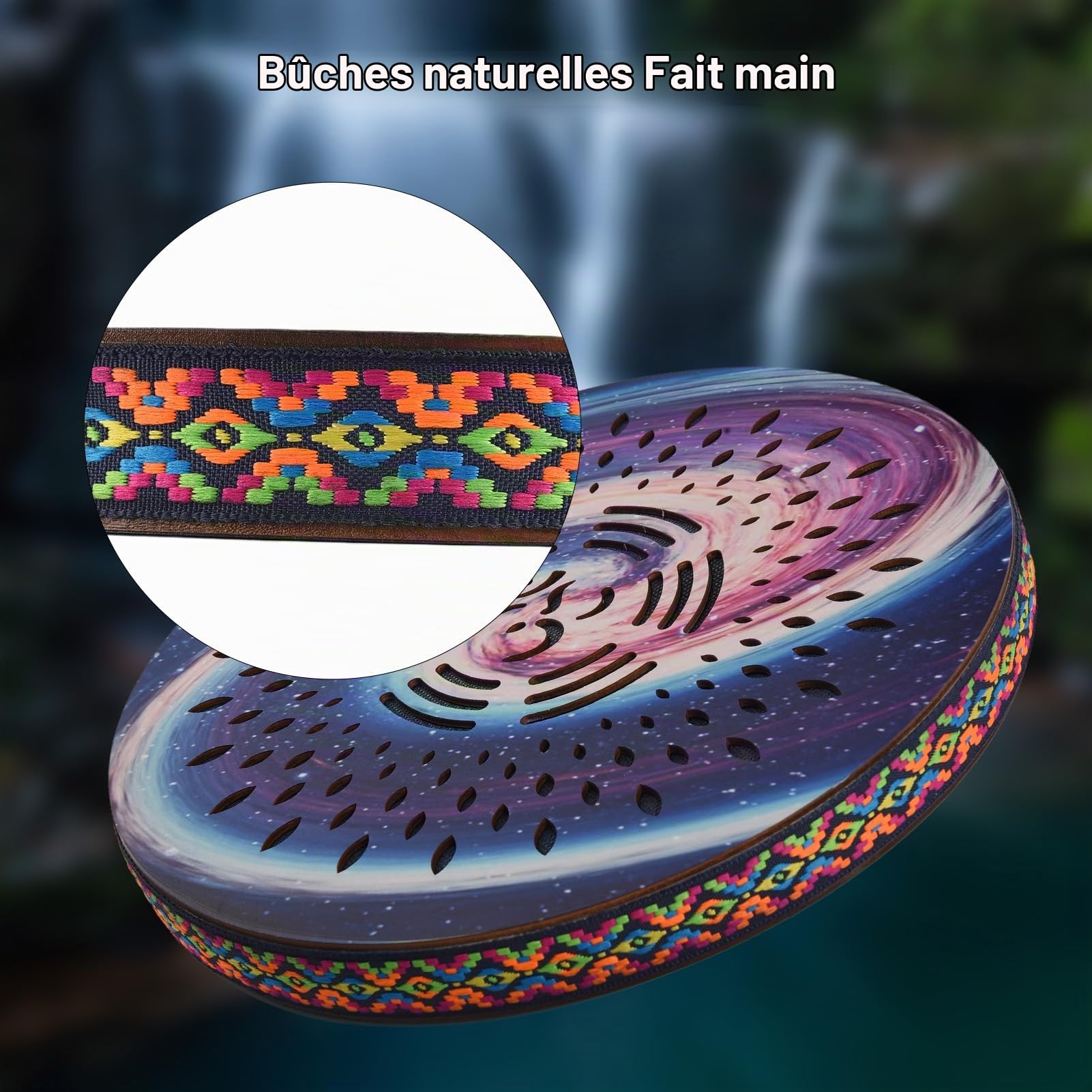 Btuty Tambour Océanique De 12 Pouces Instrument De Percussion Ethnique Motif Peint Tambour en Bois De Bouleau Bord Tissé Pour La Maison, Les Fêtes Instrument De Musique Onomatopéique Portable