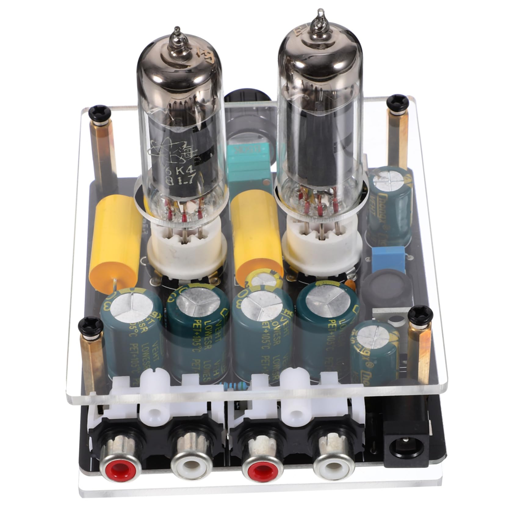 LALAFINA Preamplificatore Fono Valvolare per Giradischi Funzione Preamplificatore e Materiale Abs e Vetro per Sistemi Home Theater Fai da Te