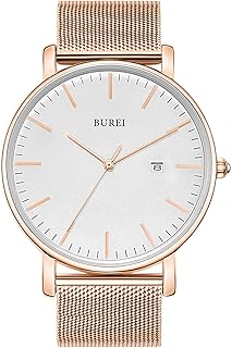 Uomo Orologio da Polso al Quarzo Classico con Cassa Ultra Sottile Design Minimalista Quadrante Analogico Data Finestra