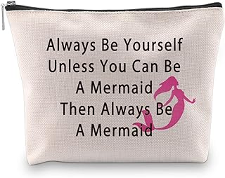 BLUPARK Inspirational Mermaid Cosmetic Bag Gift Mermaid Quote Always Be Yourself Unless You Can Be A Mermaid Makeup Organizer Pouch (Always Be A Mermaid)