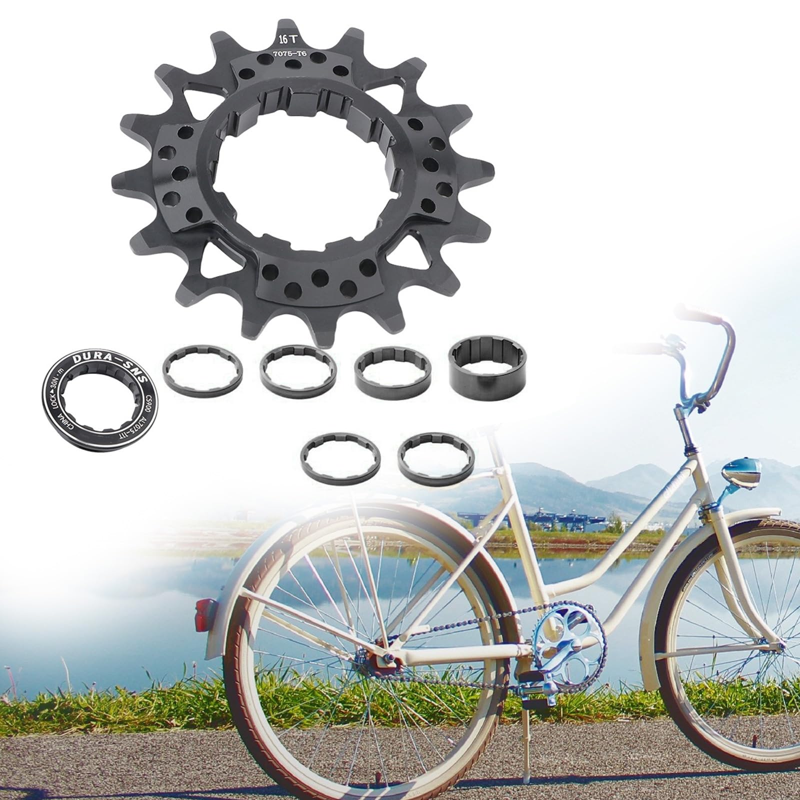 Fixie Kit Pignone Monovelocità Con Anello Di Bloccaggio – 16T-23T, In Alluminio E Acciaio, Anodizzato Antiruggine, Per Conversione Bici Da Pista E Urbana, Include Distanziali
