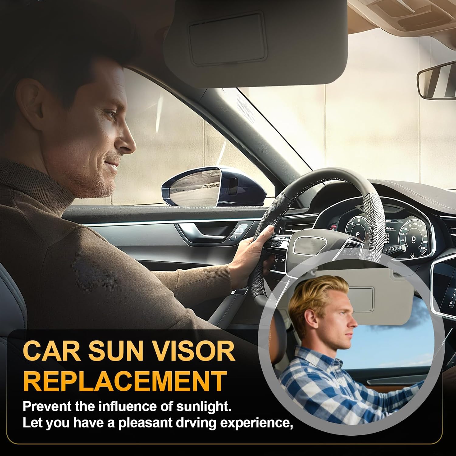 Sun Visor Driver&Passenger Side for 2013-2018 Nissan Pathfinder, 2014-2017 Infiniti QX60, 2013 Infiniti JX35, Gray, Left&Right Visor with Light Mirror, Replacement#964019PB0A 964009PB0A