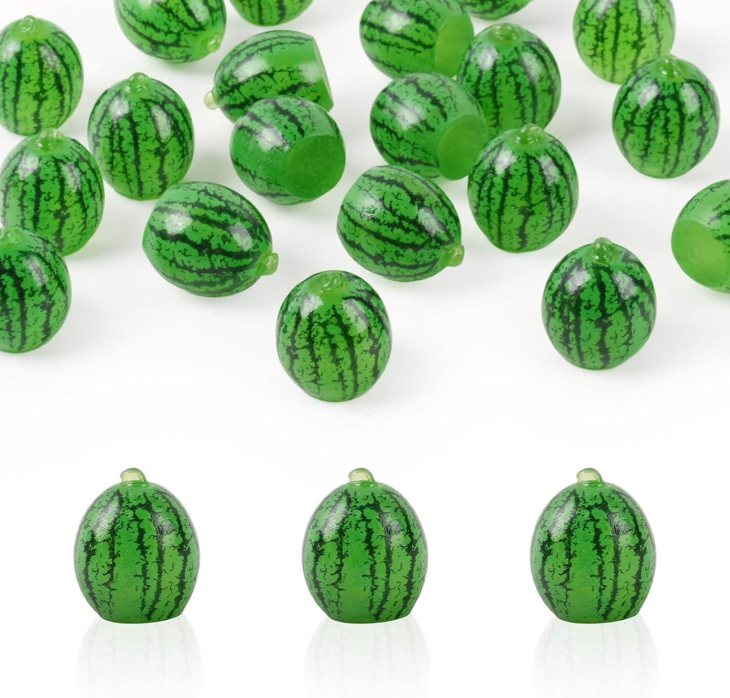 Luckforst Mini Resin Watermelon, 15 Pcs Miniature Artificial Watermelon Glow in The Dark Fake Fruits for Hide and Seek Home Garden DIY Crafts