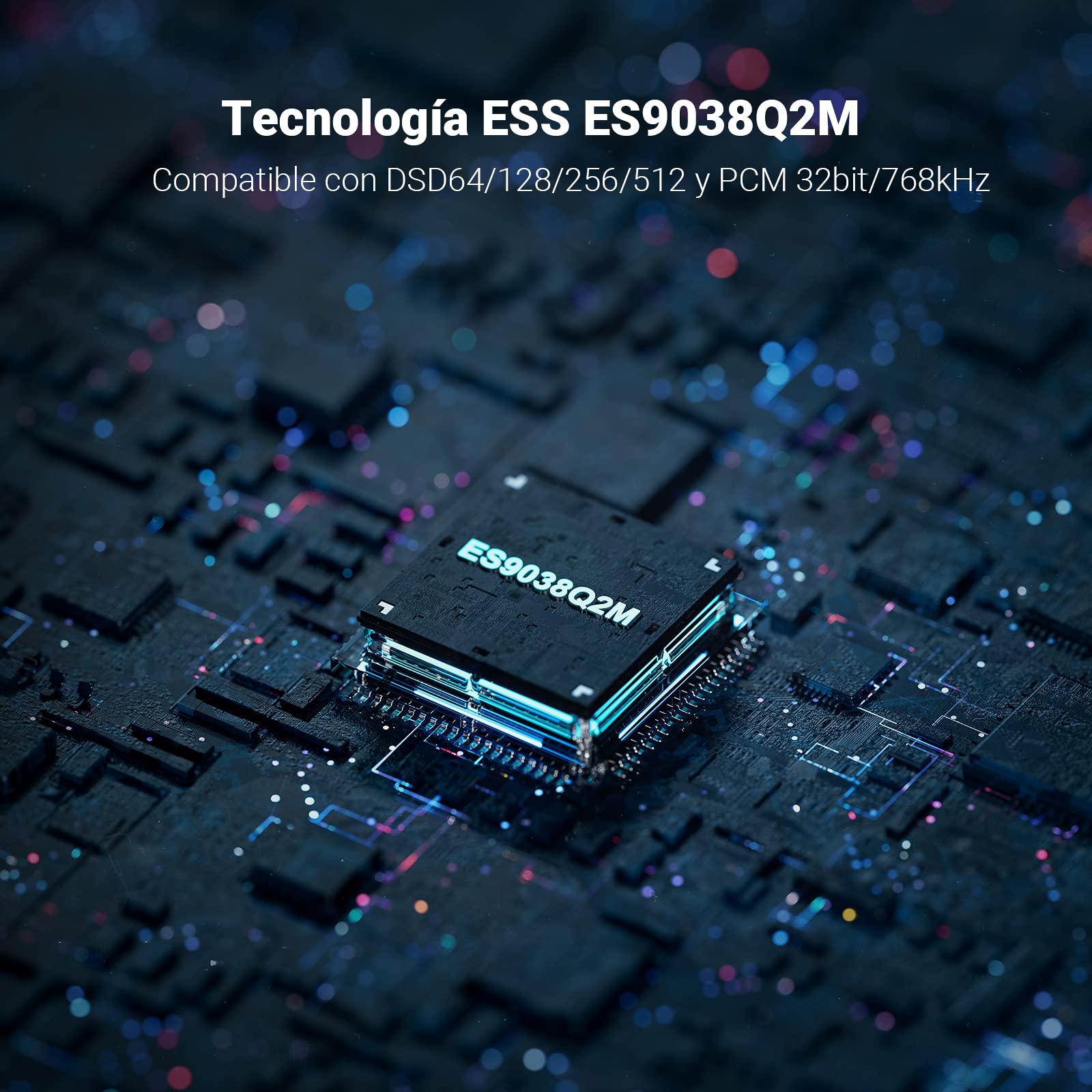 Fosi Audio DS1 DSD512 HiFi USB C DAC ES9038Q2M Mini Amplificador de Auriculares de Audio 32bit/768kHz con Salidas Duales de 3,5MM y 4,4MM Compatible con Smartphones/Portátiles/PC