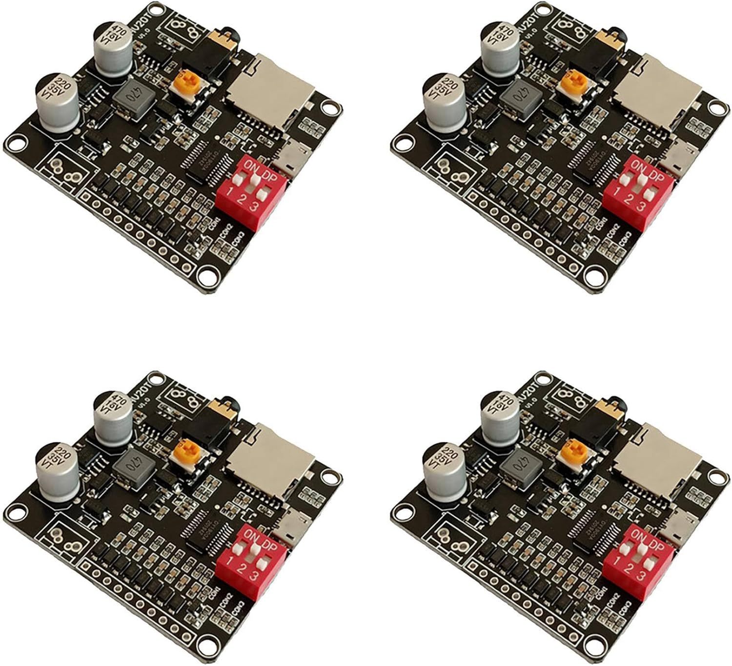 4X DY-HV20T Playback Module 12V/24V Power Supply 10W/20W Amplifier Support Micro-SD Card MP3 Music Player for