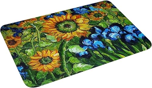 Miniatura 4 de Van Gogh - Tapete de baño con diseño de girasol, pintura al óleo, tapete para puerta de exterior, antideslizante, absorbente, tapete de baño para el