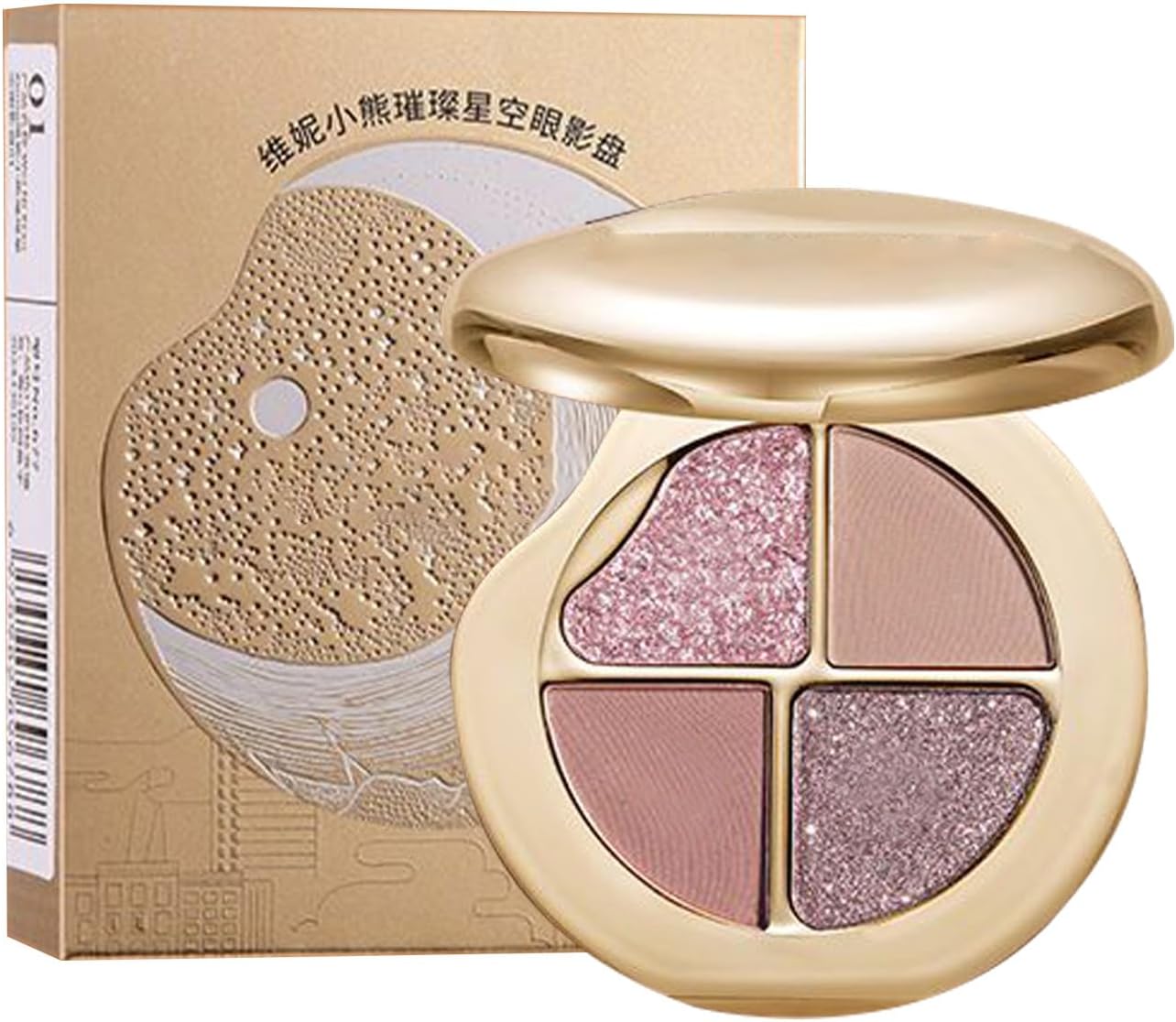 Highlighting Eye And Cheek Palette, Long-Lasting Formula, 4in-1 Cosmetic Palette, Blush Highlighter Shimmer, Enhances Facial Features, For Travel Face Girls Teens Mature Women