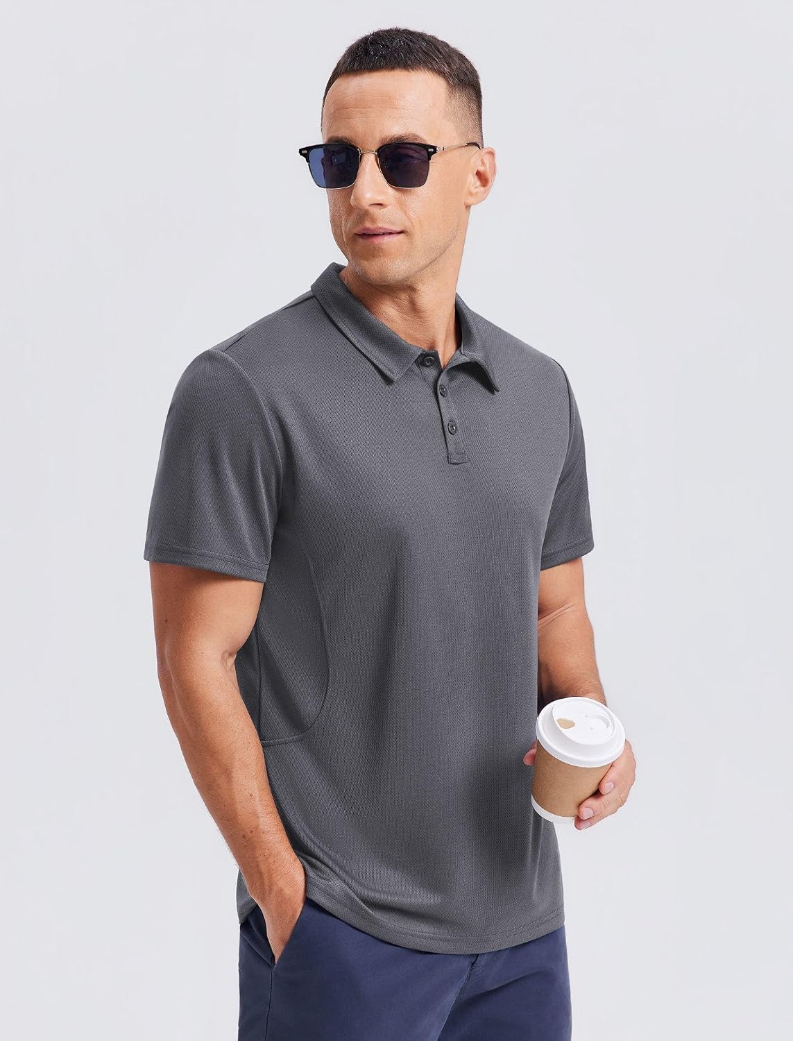 PINSPARK Men's Polos, Athletic Golf Polo Shirts, Quick Dry Short Sleeve