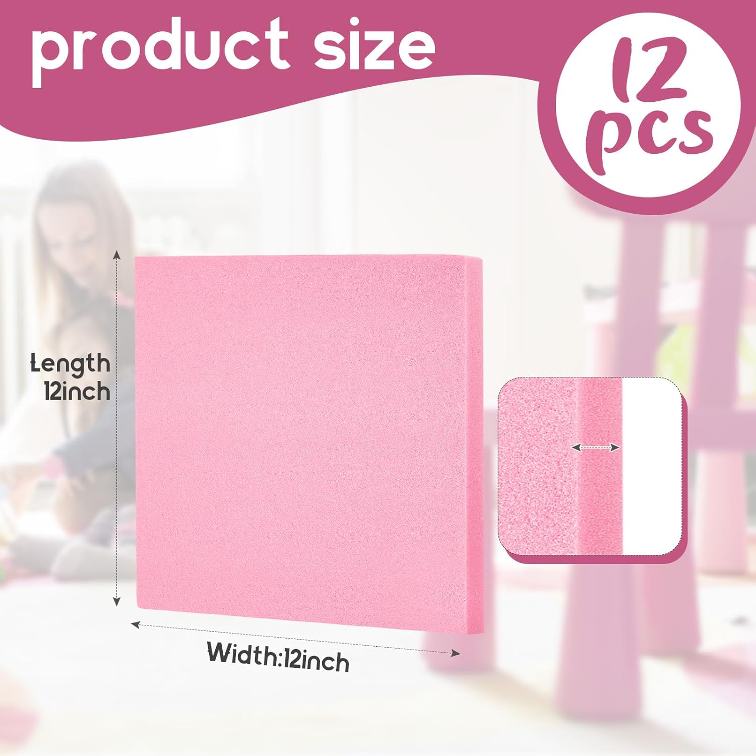 Frienda 12 Pcs Foam Board Bulk XPS Foam Sheet Panel for DIY Crafts Sculpture Modeling Floral Arrangements School Home Office Art (12" X 12" X 1/2",Pink)