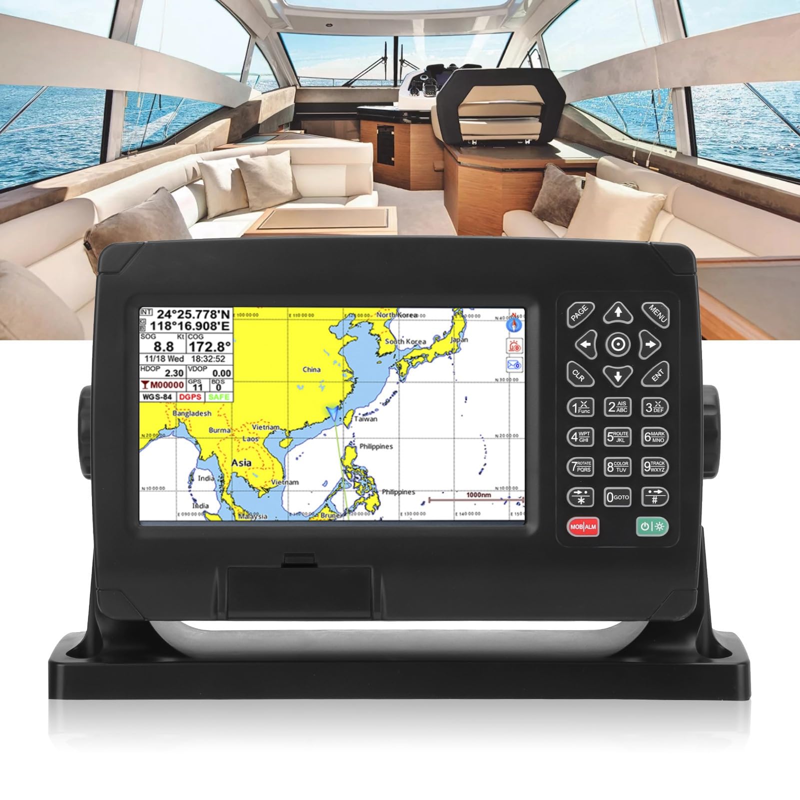 Chart Plotter mit GNSS Antenne C MAP XINUO MAP Präzise Navigation Marine Boote Yachten IPX6 wasserdicht 50000 Wegpunkte IoT Software Updates