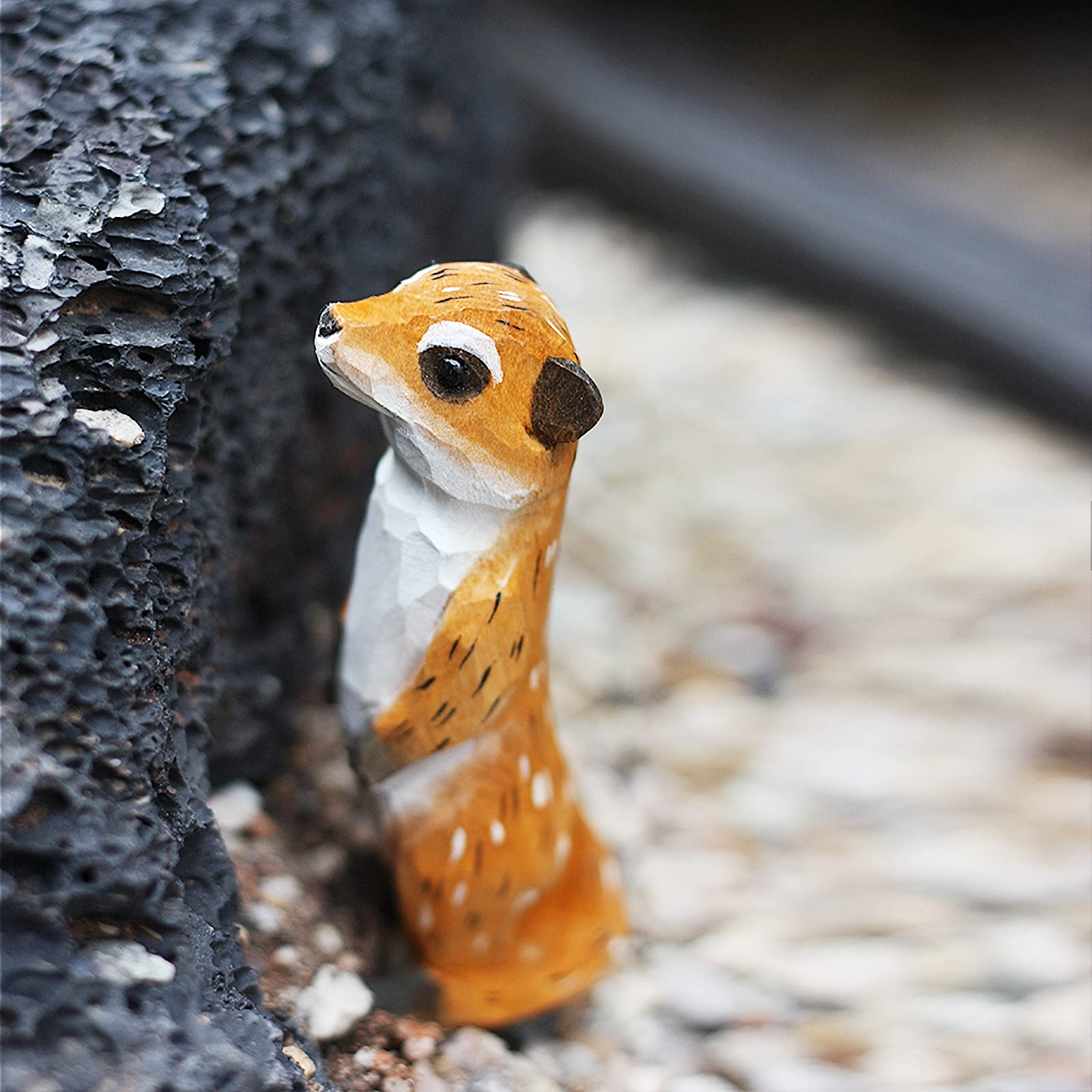Nc Light Meerkat Wooden Ornament Hand Carved Painted Meerkats Wooden Statues For Desktop Decor