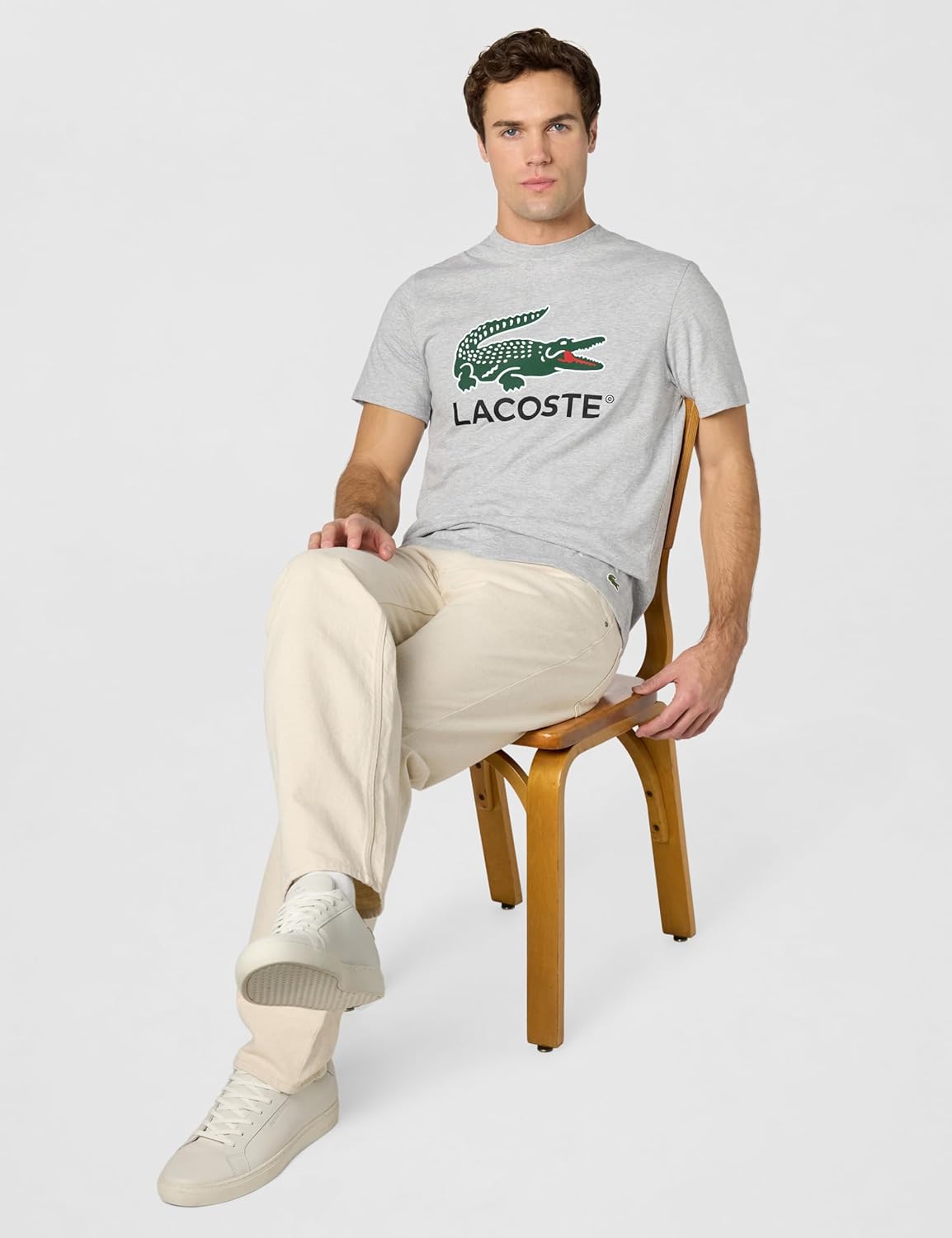 Lacoste Men's Signature Print Cotton T-Shirt, Silver Chine, Medium - Image 2