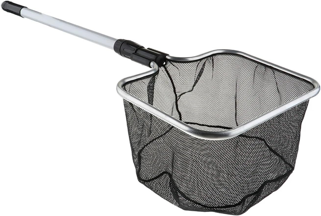 Compatible for Fish Catch Nets Pond Square Catching Landing Net with Handle Zinc Alloy