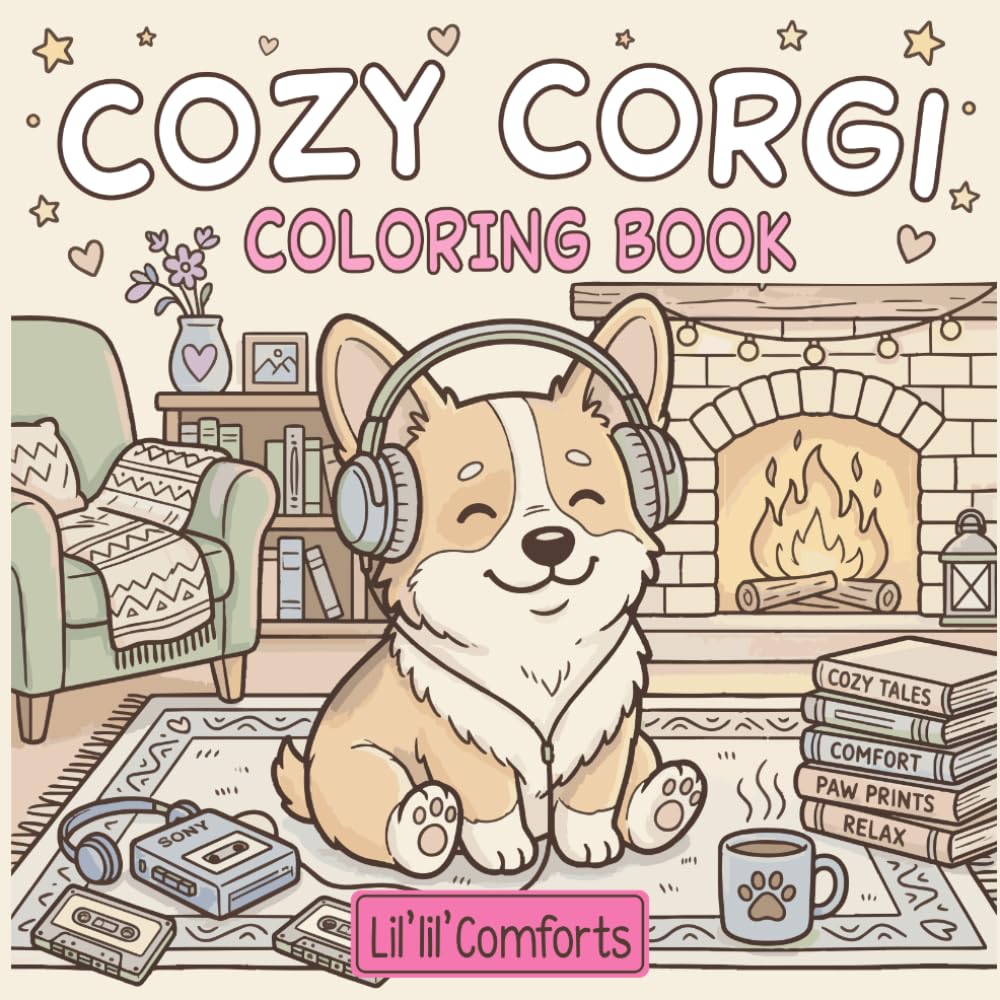Cozy Corgi Coloring Book: Cute, Cuddly & Relaxing Coloring Pages for Stress Relief and Mindfulness