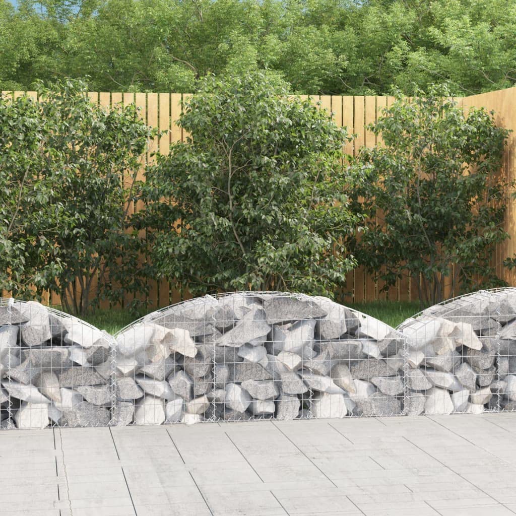 Gabions arqués 150x30x40/60 cm de soutènement stable et brise-vue en fer