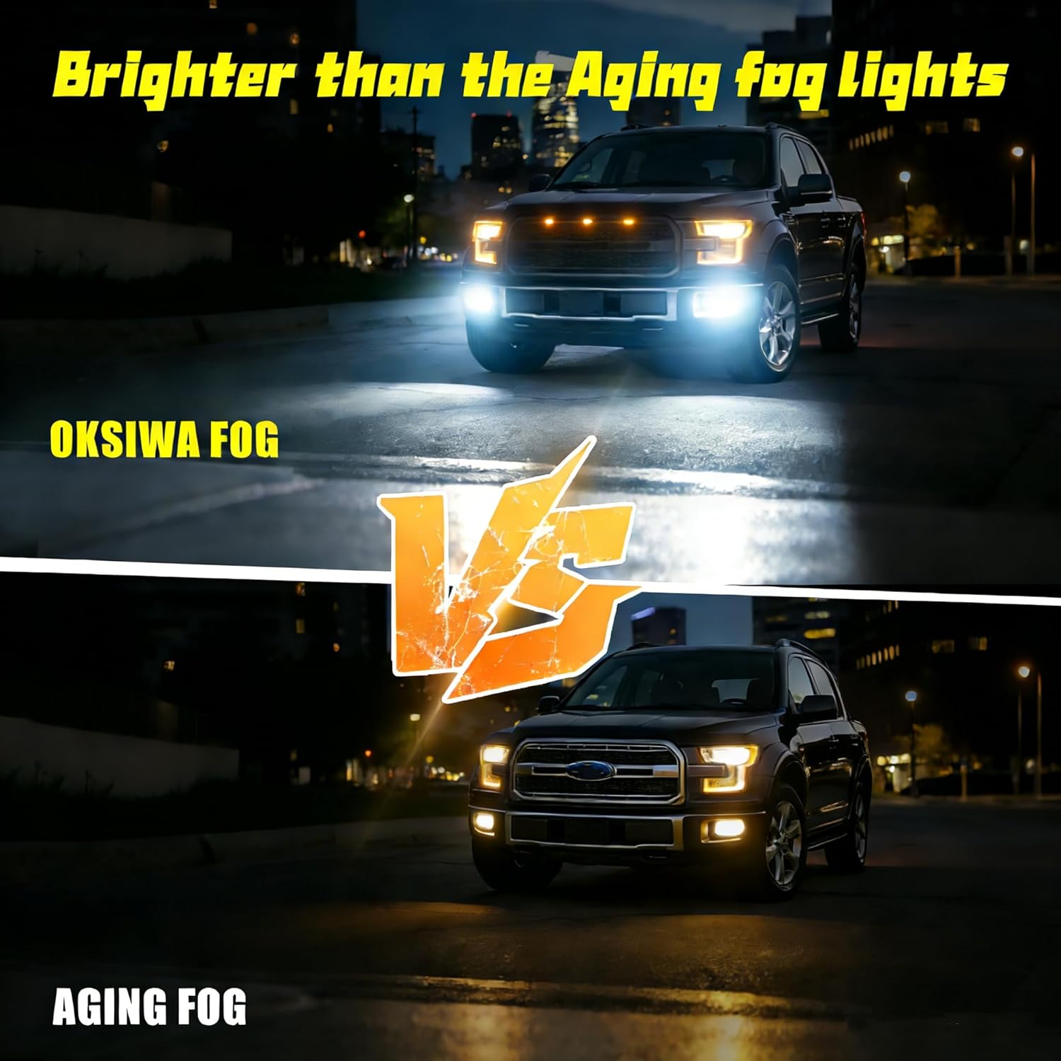 LED Fog Lights with DRL for 2015–2020 Ford F-150,White Daytime Running Light & Amber Turn Signal, Front Fog Lamp Assembly,Clear Lens, Waterproof,Include DRL Wiring Harness