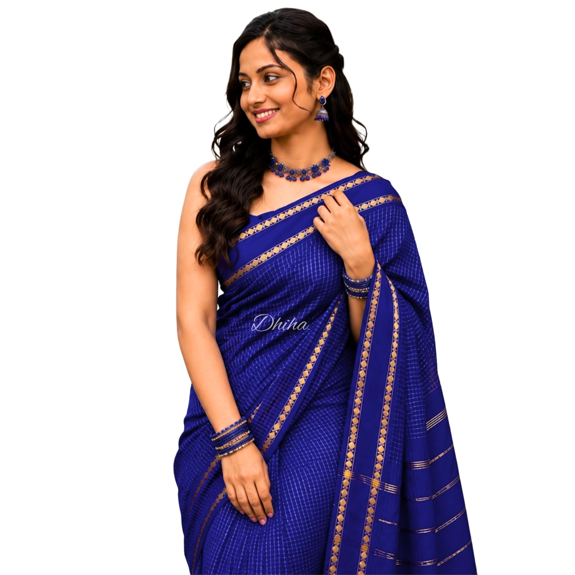 Pure Kalyani Cotton Saree for Women | Aarani Koora Kattam Saree with Zari Border | Tassels | Running Blouse | Kanjivaram Checked Cotton Silk | Handloom Weave-image-32