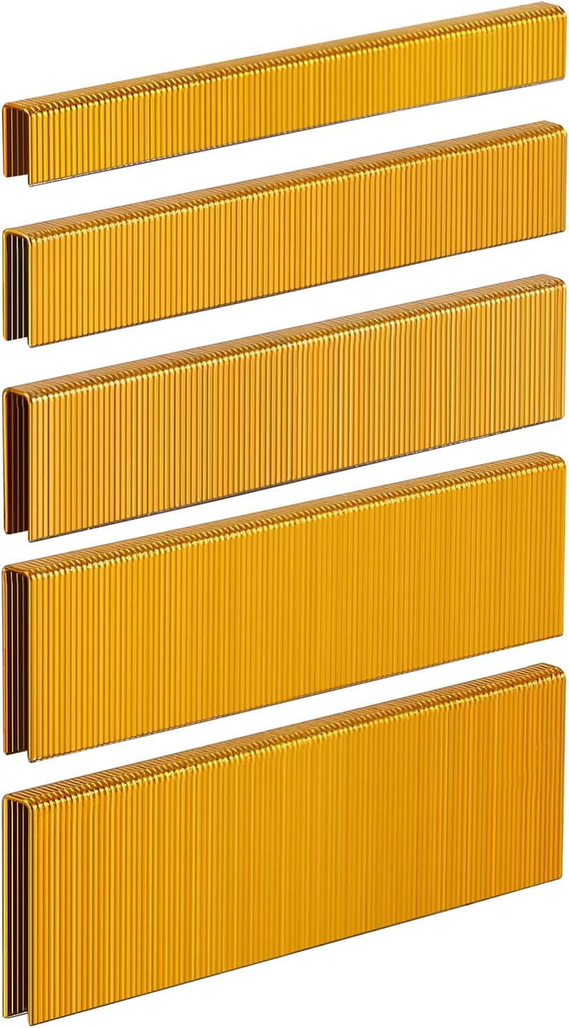 18 Gauge 1/4" Narrow Crown Staples (1-1/2",1-1/4" 1", 3/4", 1/2"), Galvanized Assorted 2000 Counts,Project Pack