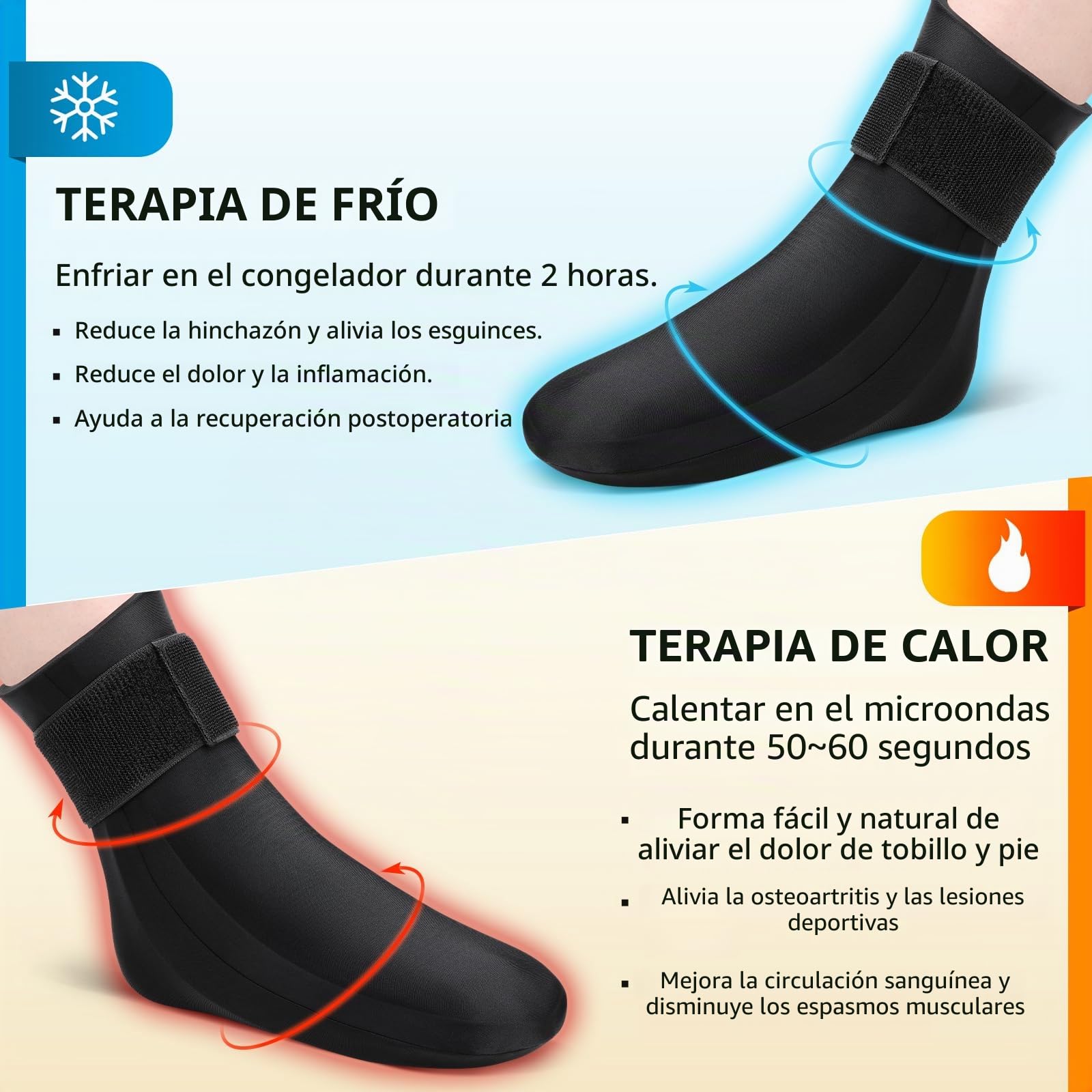 Calcetines de terapia de frío, reutilizables, paquete de hielo para pies, para lesiones, hinchazón, artritis, calcetines de hielo para pies (2pcs, M)