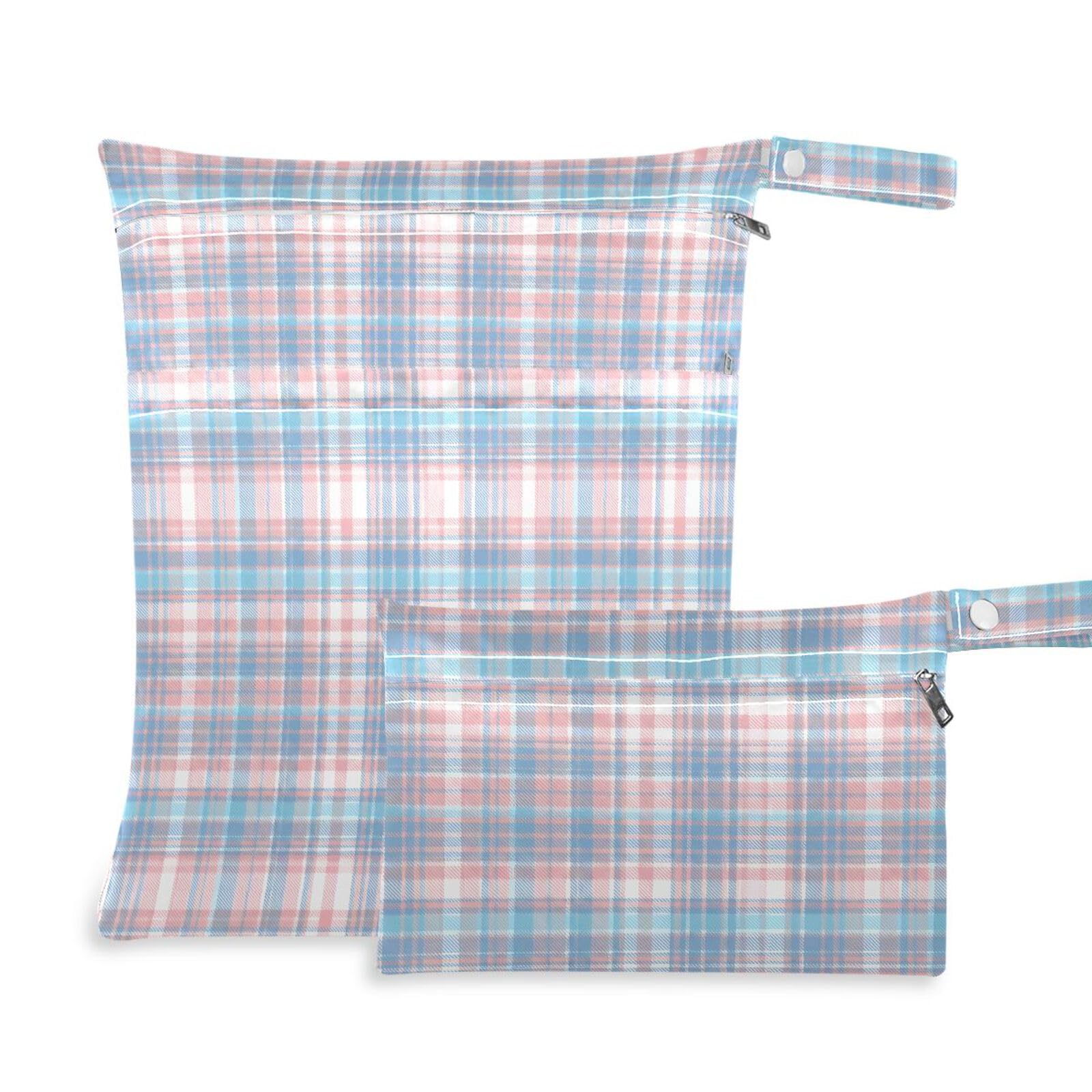 Coikll Wet Dry Bags for Cloth Diaper 2 Pack Waterproof Yoga Gym Bag for Swimsuit Wet Clothes Baby Items-?Plaid Pattern ?