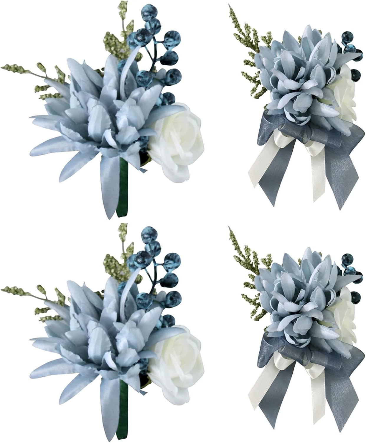 Wnvivi Wedding Bride Bouquet,12 Inch Blue White Rose Bouquet,Handmade Bridal Bouquet Holder Flowers,Artificial Rose Bouquet for Wedding Supplies
