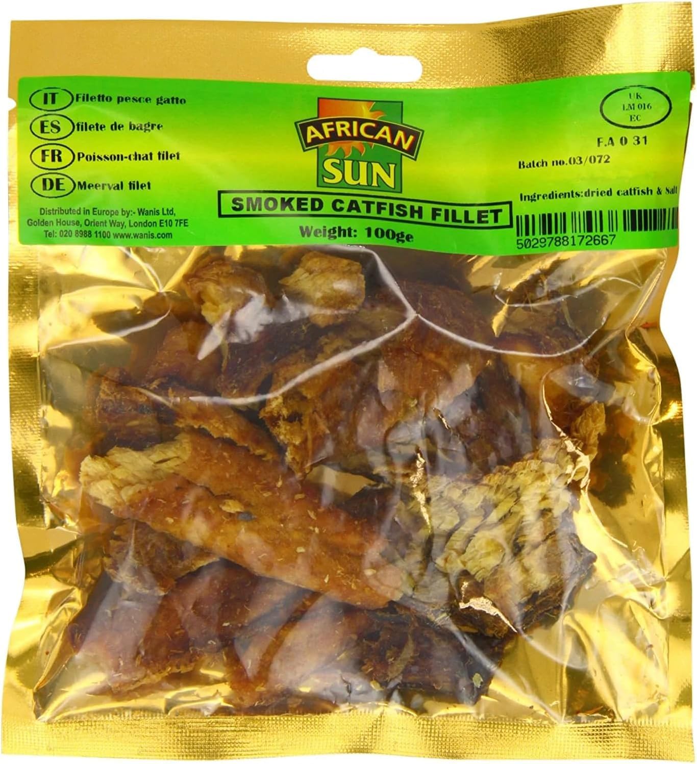 African Sun Smoked Catfish Fillet, 100g : Amazon.co.uk: Grocery